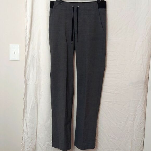 Athleta Midtown Gray Wool Blend Drawstring Straight Leg Trouser Sz 10T - Picture 3 of 14